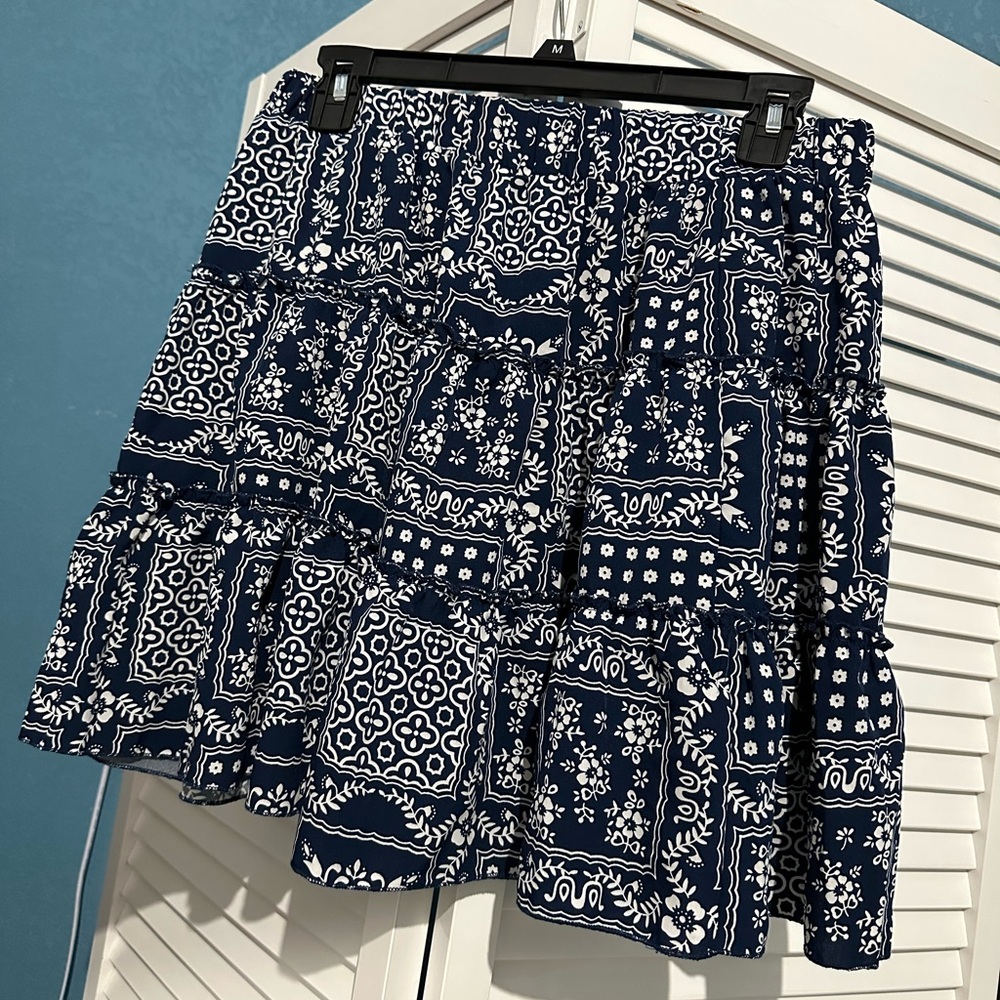 SHEIN Navy and White A-Line Skirt